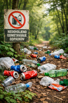 Zapuščena pot polna odpadkov