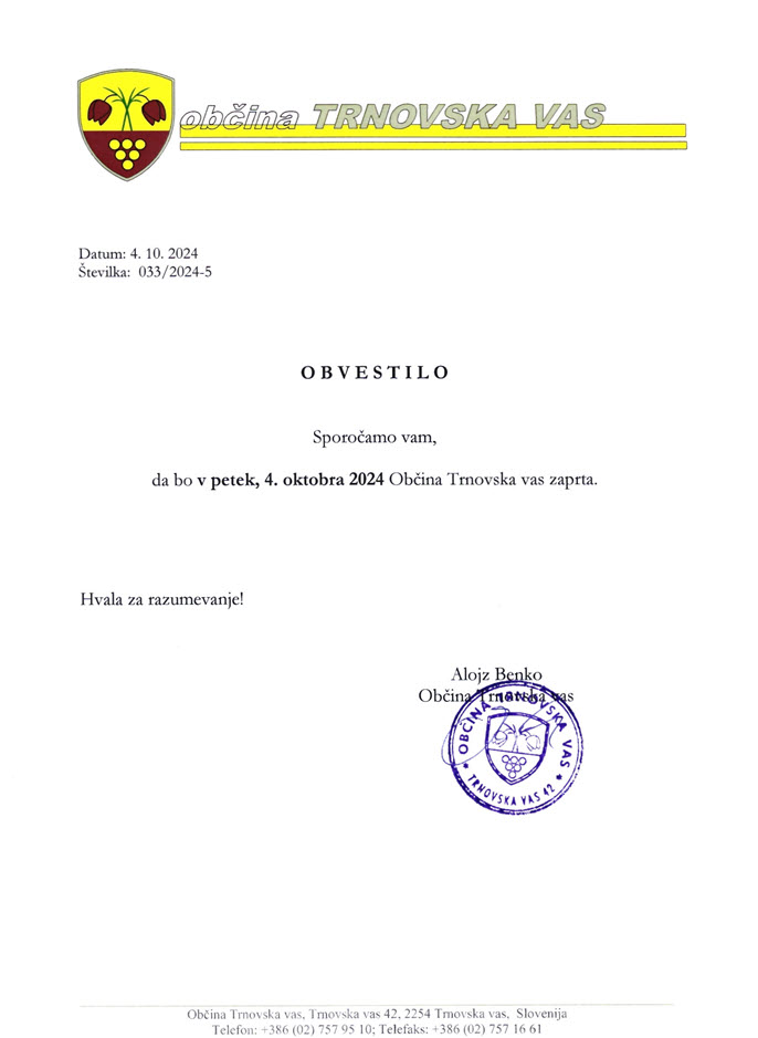OBVESTILO